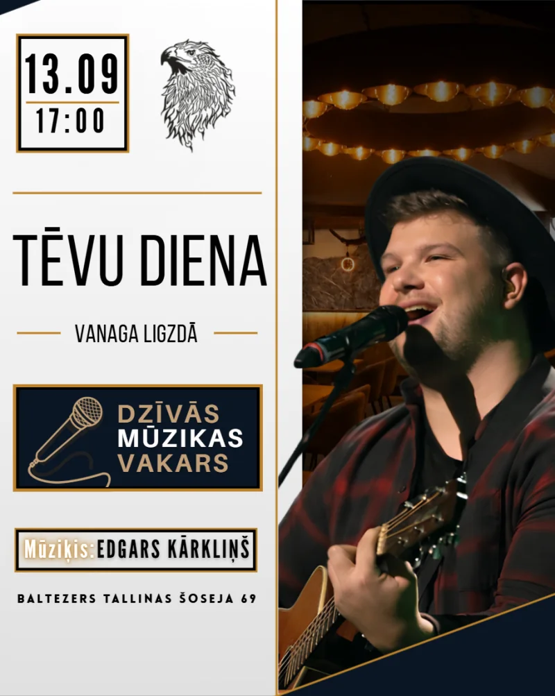 Vanaga Ligzda Tēvu dienas dzīvās mūzikas vakara flyers