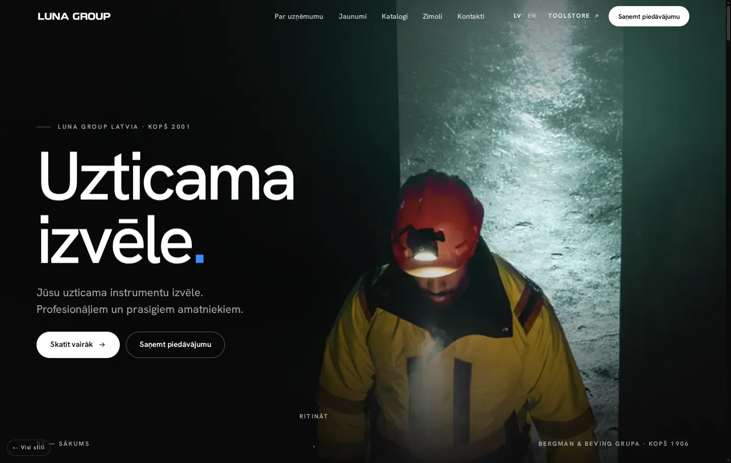 Luna produkta stāsta mājaslapas dizains
